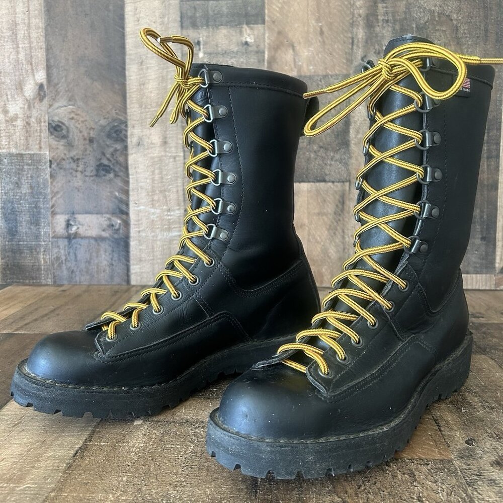 Danner Black Boots with Yellow Laces - Picture 10 of 12